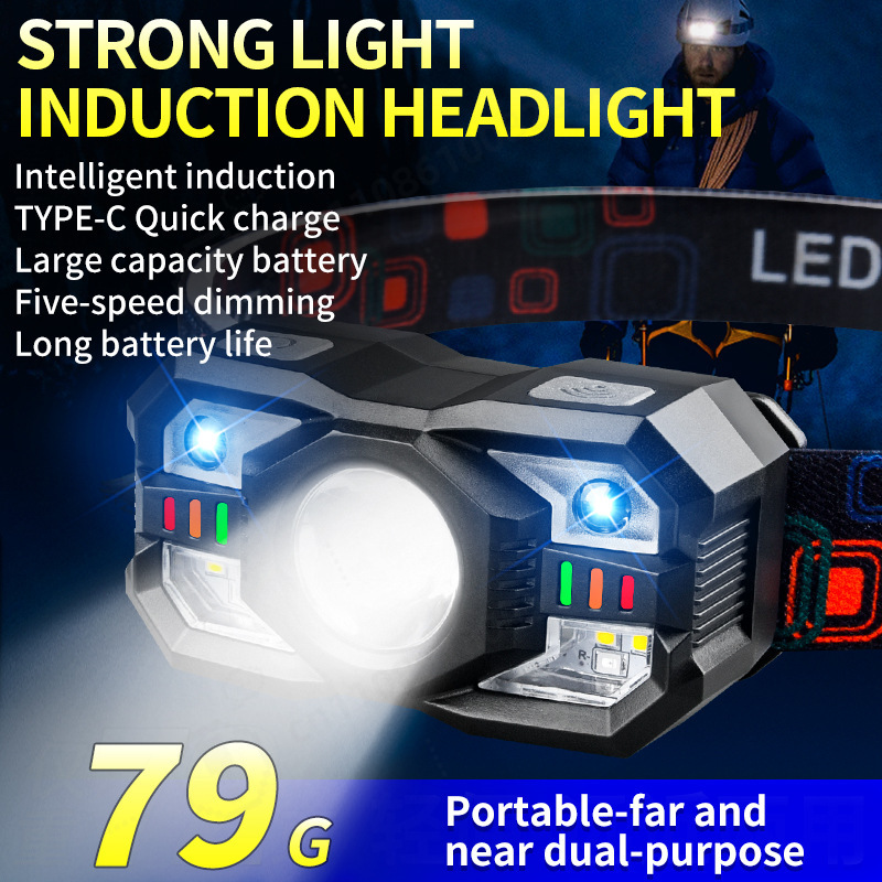 Running Headlamp - Светодиодный индукционный налобный фонарь с USB-зарядкой,
