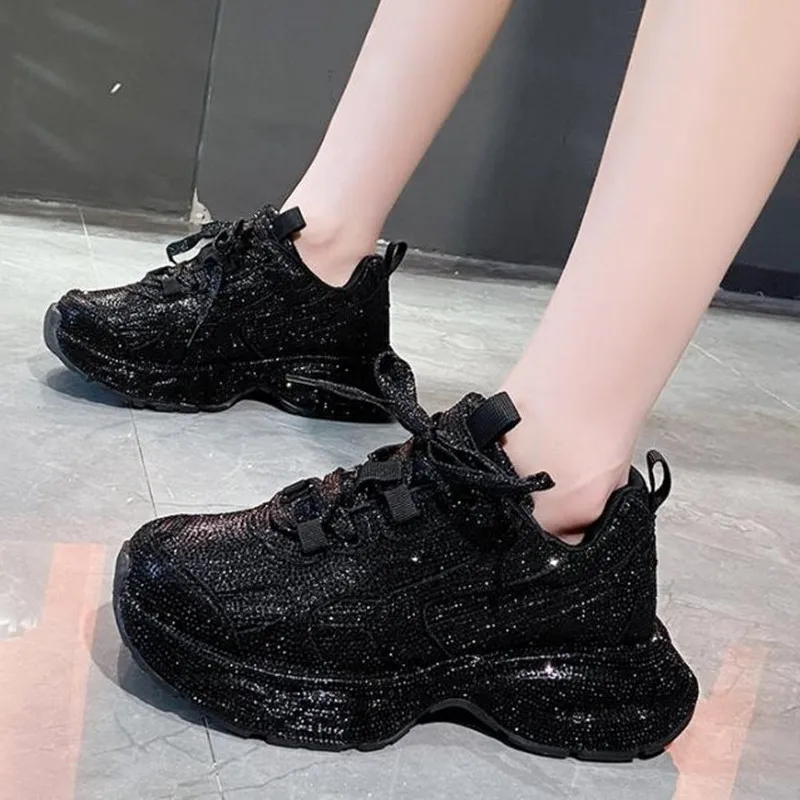 Running Shoes Women - Дизайнерские женские блестящие кроссовки, массивные кроссовки,